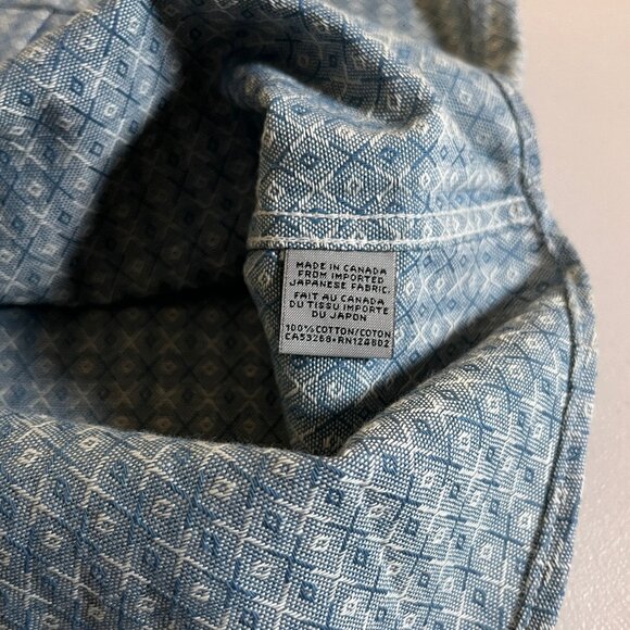 Naked & Famous All Over Print Geometric Button Down Shirt - Men's Size S - Blue - Picture 5 of 9
